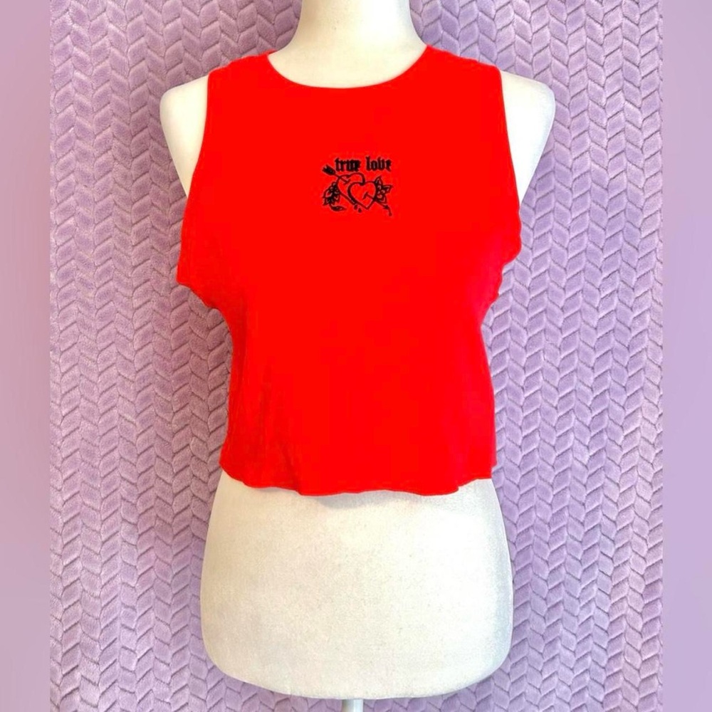 Forever21 Red Sleeveless Women's Top | Bright Cropped Edgy Grunge